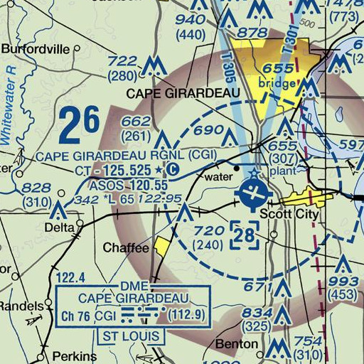 FAA VFR chart of Suttons, MO