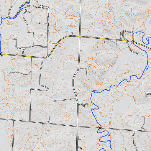 OpenTopoMap map of Trade, MO