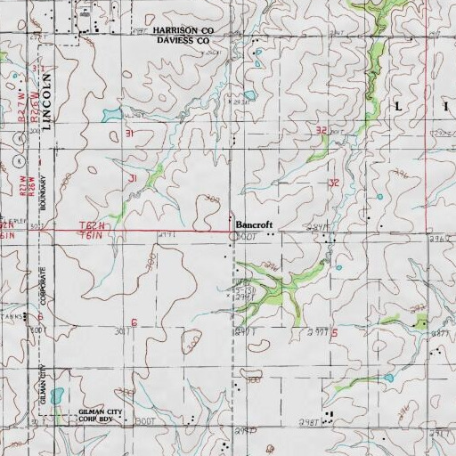 USGS 24K topo map of Bancroft, MO