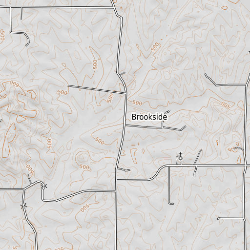 OpenTopoMap map of Brookside, MO