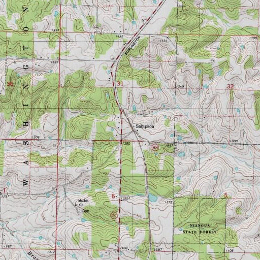 USGS 24K topo map of Sampson, MO