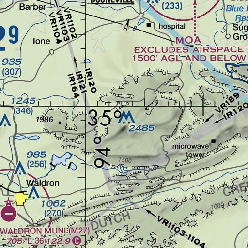 FAA VFR chart of White Oak Mountain, AR