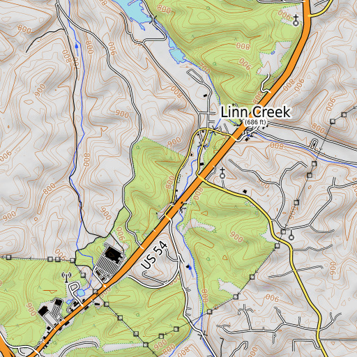 OpenTopoMap map of Outlets, Limited, MO