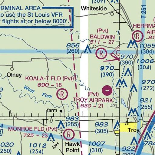 FAA VFR chart of Barnable School (historical), MO