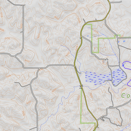 OpenTopoMap map of Bratcher Cemetery, MO