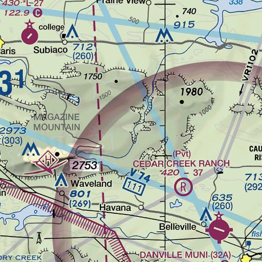 FAA VFR chart of Millard, AR