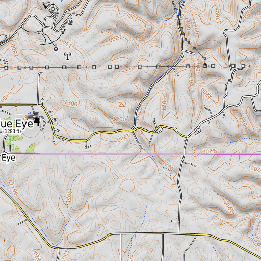 OpenTopoMap map of Avery Spring, MO