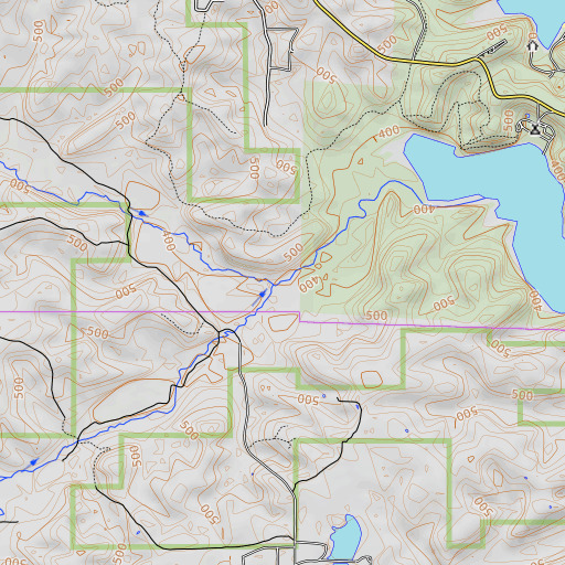 OpenTopoMap map of Bluewater Creek, MO