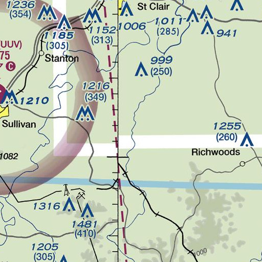 FAA VFR chart of Dry Branch, MO