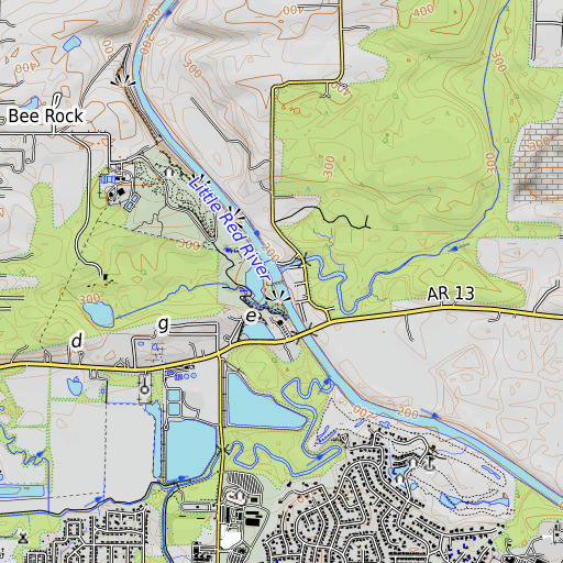 OpenTopoMap map of Lower Dam, AR