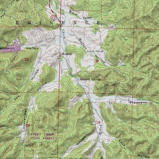 USGS 24K topo map of Munsell Spring, MO