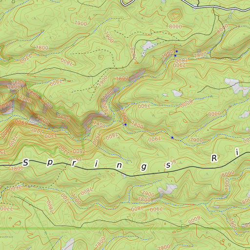 OpenTopoMap map of Lower Two Spring, AZ