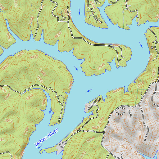 OpenTopoMap map of Piney Creek, MO