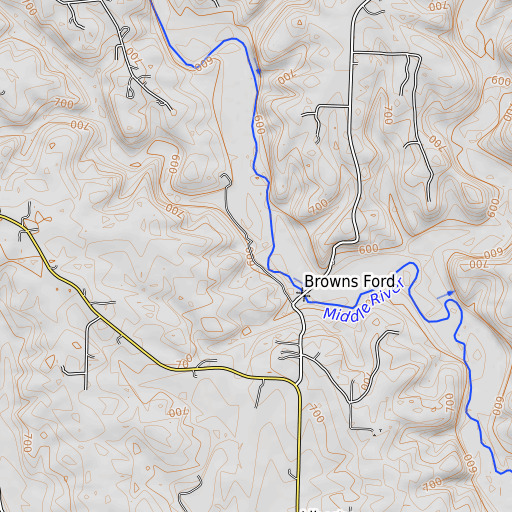 OpenTopoMap map of Prime Creek, MO