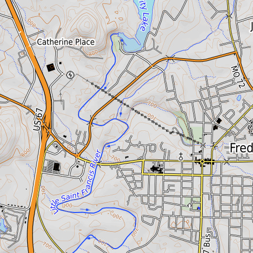 OpenTopoMap map of Saline Creek, MO