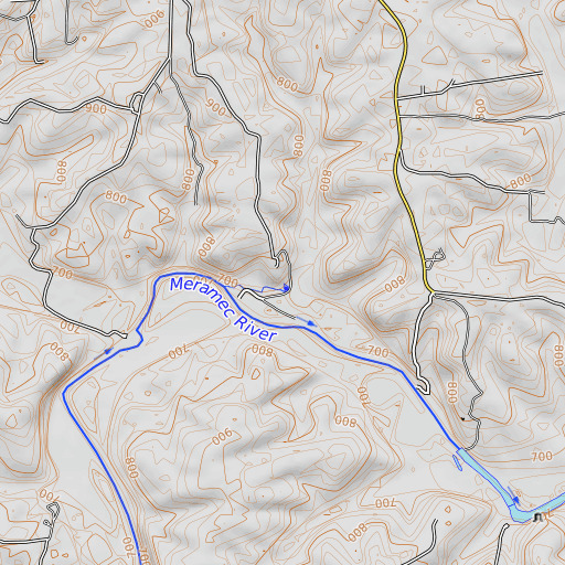 OpenTopoMap map of Saranac Spring, MO