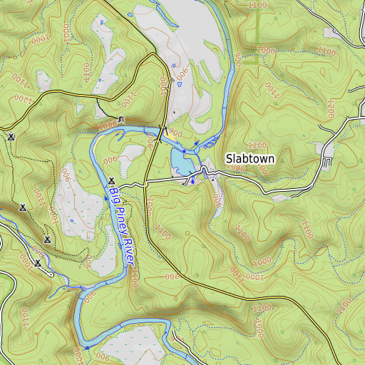 OpenTopoMap map of Slabtown Spring, MO