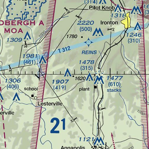 FAA VFR chart of Vickery Mountain, MO