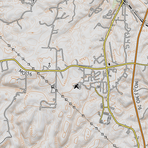 OpenTopoMap map of Yocum Pond, MO