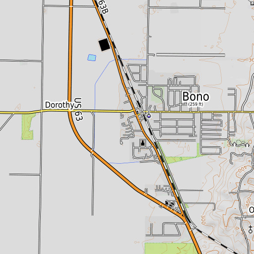 OpenTopoMap map of Bono School, AR