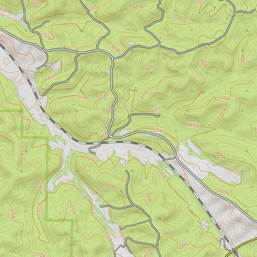 OpenTopoMap map of Section Hollow, MO