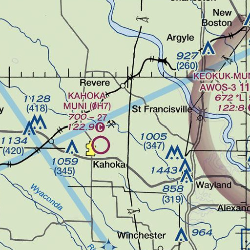 FAA VFR chart of Waterloo Bridge, MO