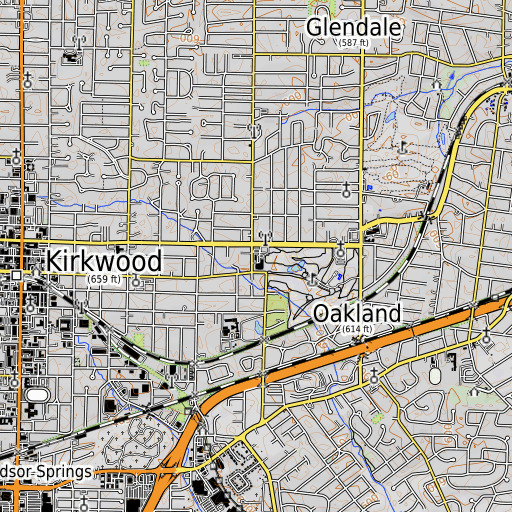 OpenTopoMap map of Hough School, MO