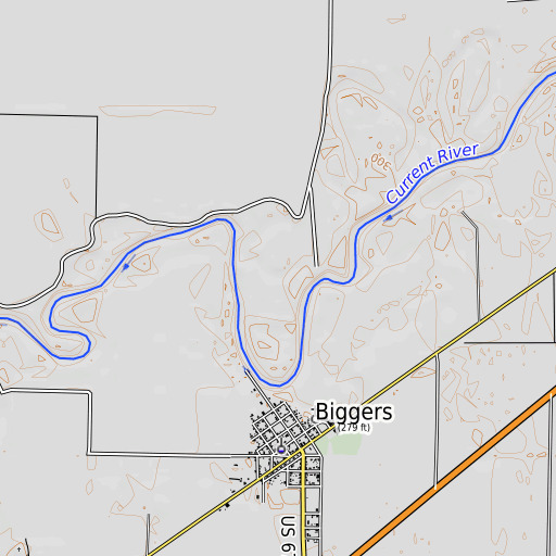 OpenTopoMap map of Legate Lake, AR