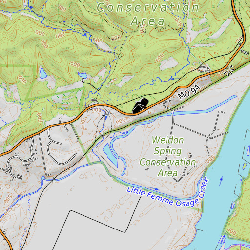OpenTopoMap map of Tyler, MO