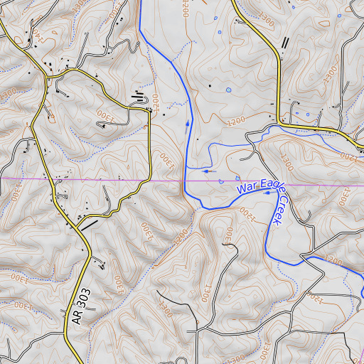 OpenTopoMap map of Martin Bluff, AR
