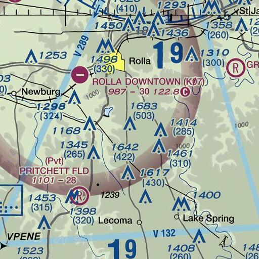 FAA VFR chart of KZNN-FM (Rolla), MO