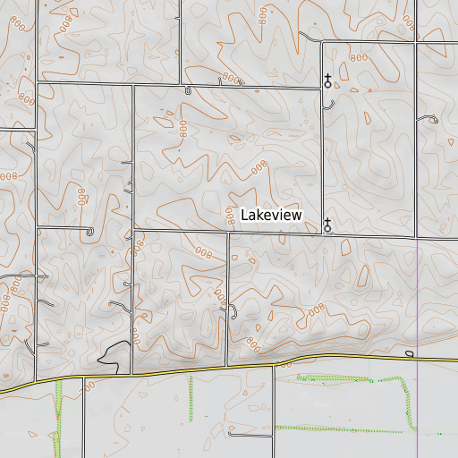OpenTopoMap map of Lakeview Post Office, MO