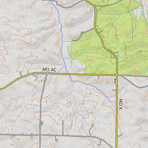 OpenTopoMap map of Celeste Post Office, MO