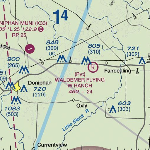 FAA VFR chart of Cogshell Branch, MO