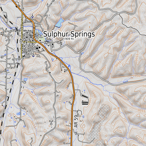 OpenTopoMap map of Seilers Branch, AR