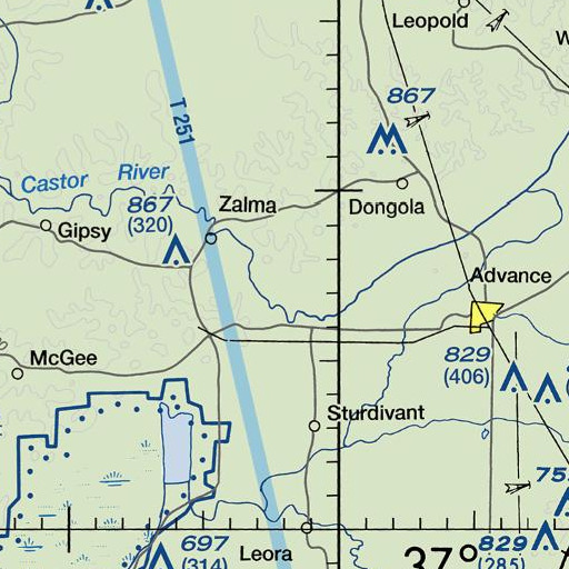 FAA VFR chart of Eastern Ozark Border, MO