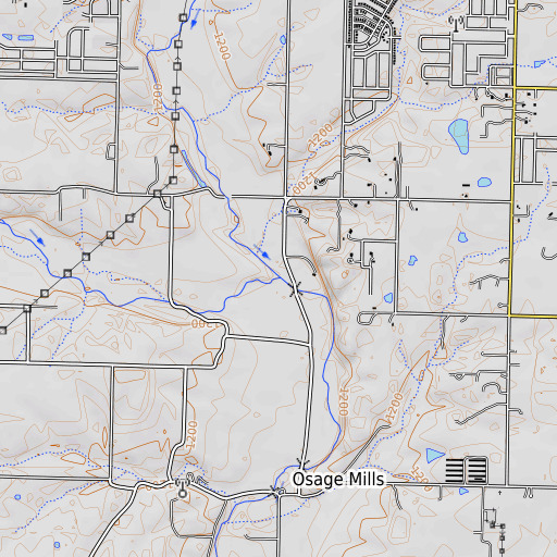 OpenTopoMap map of Spring Branch, AR