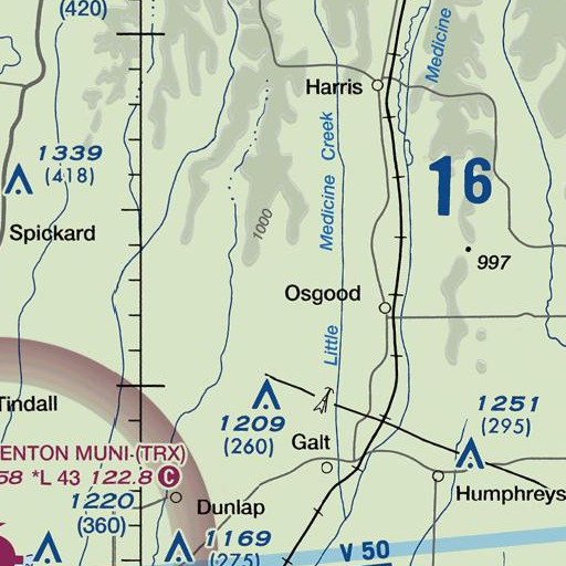 FAA VFR chart of Berry Lake, MO