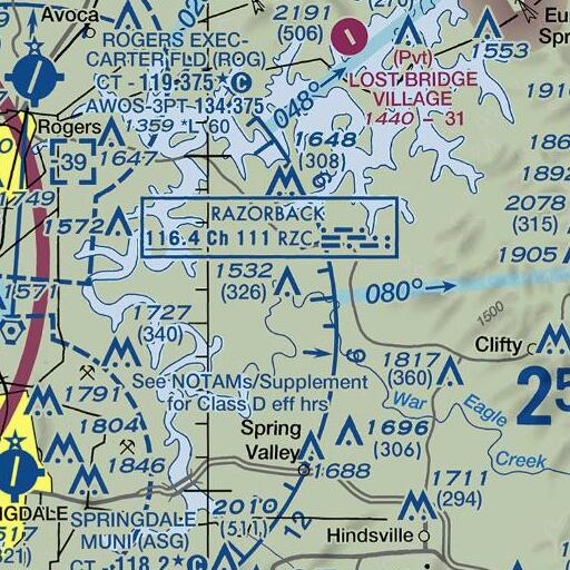 FAA VFR chart of War Eagle Cemetery, AR