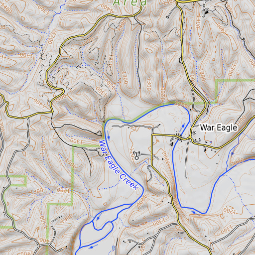 OpenTopoMap map of War Eagle Cemetery, AR
