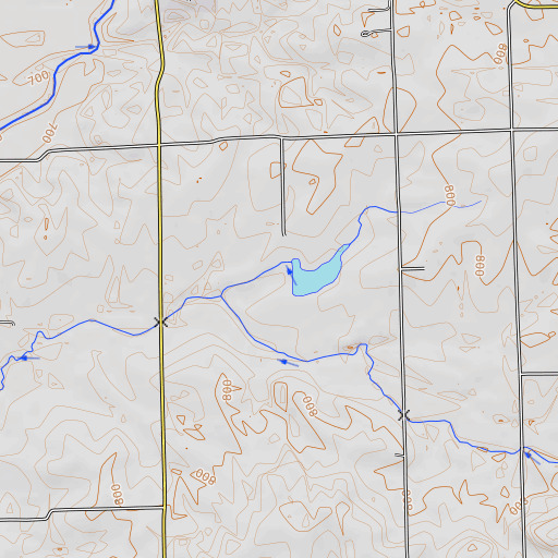 OpenTopoMap map of Watkin Lake Dam, MO