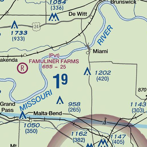 FAA VFR chart of Van Meter Dam, MO