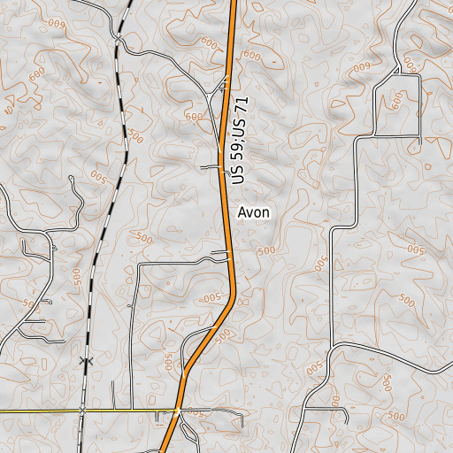 OpenTopoMap map of Avon, AR
