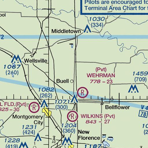 FAA VFR chart of Walton Lake Dam, MO