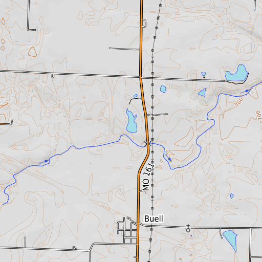 OpenTopoMap map of Walton Lake Dam, MO