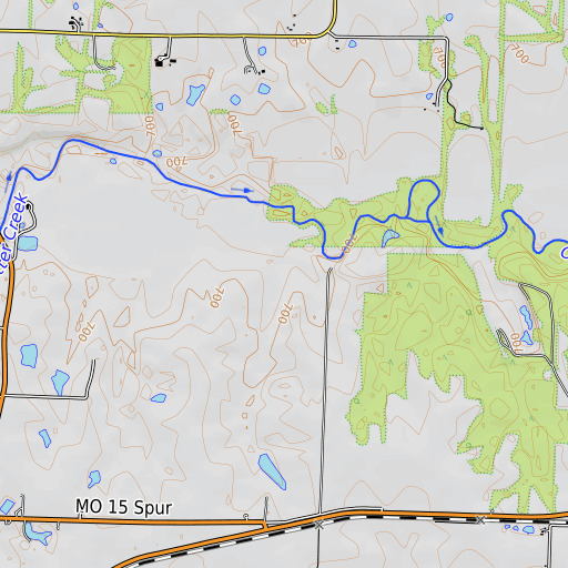 OpenTopoMap map of Charlick Dam, MO