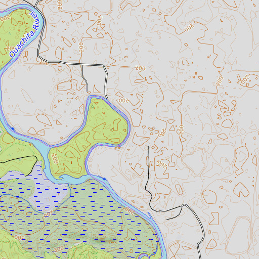 OpenTopoMap map of Beach Branch, AR