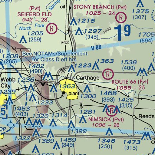 FAA VFR chart of Kellogg Lake Dam, MO