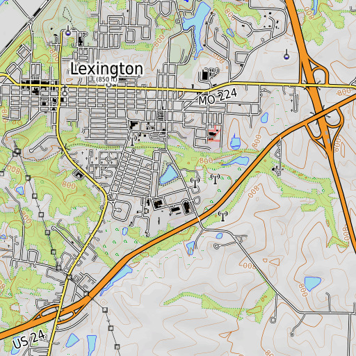 OpenTopoMap map of Crystal Lakes Dam, MO