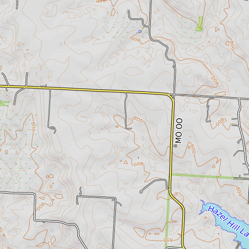 OpenTopoMap map of Maxson Lake Dam, MO